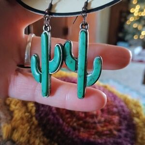 Green Cactus Earrings